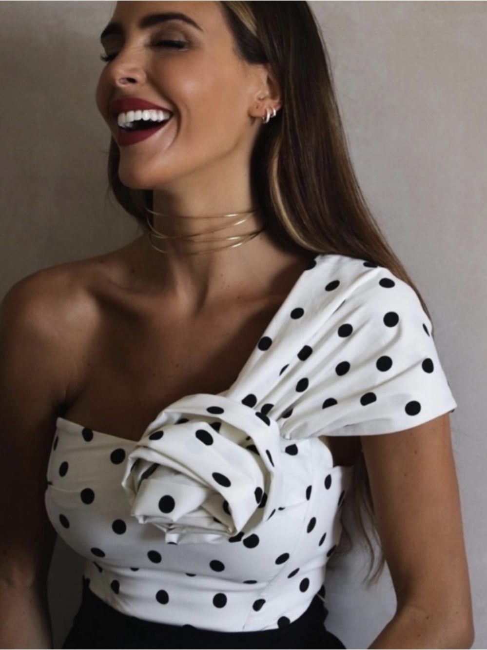ZARA NEW ROSE POLKA DOT TOP